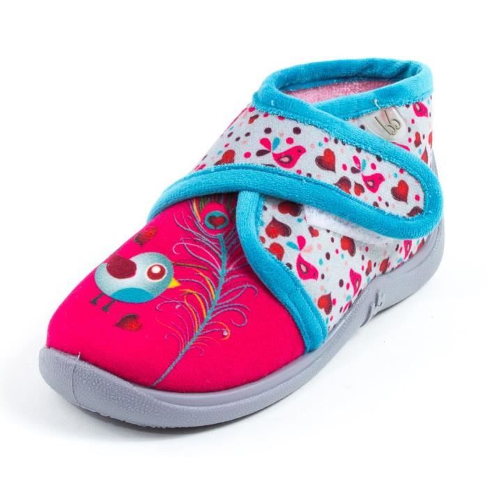Babybotte Chaussons Tissu Bebe Fille A Scratch Manitou Rose Motif Oiseau Rose Rose Cdiscount