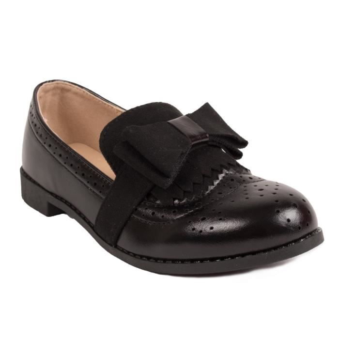 MOCASSINS FILLE À NOEUD EN SUÉDINE STYLE DERBIES ENFANTS 28-35 EN PU-28  Noir - Cdiscount