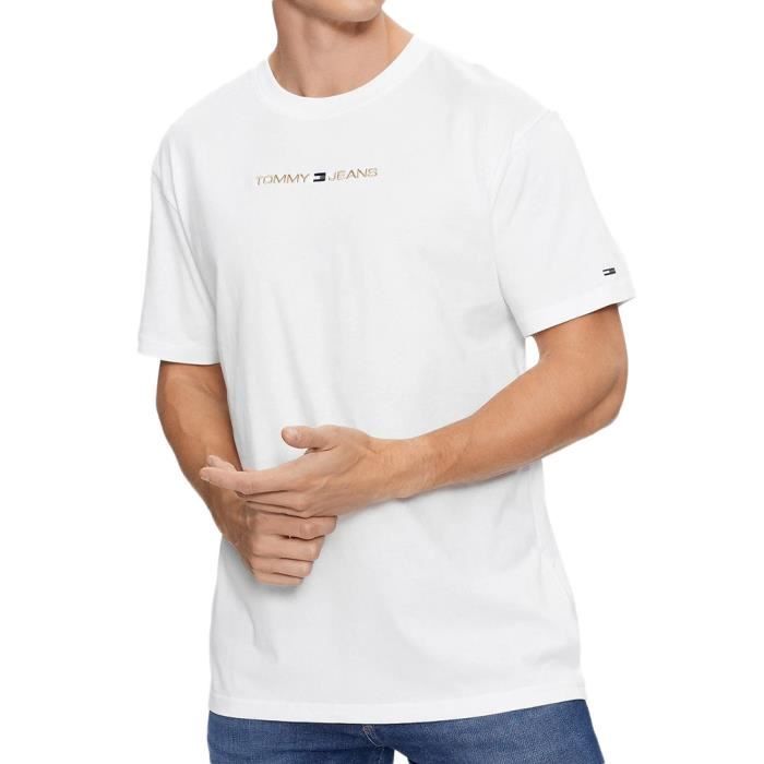 T shirt tommy blanc homme hot sale