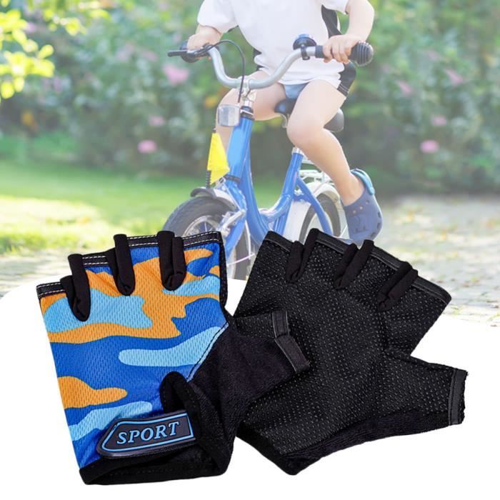 Gants Velo Enfant QINGQUE bleu orange tissu en maille elastique respirant Cdiscount Sport