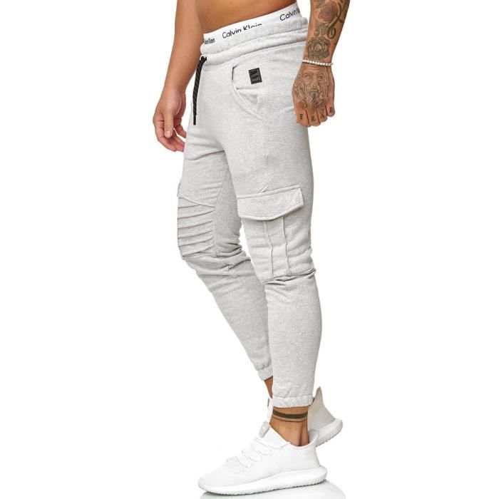 Jogging treillis homme R 1214 Gris clair Coupe moderne avec effet texture aux genoux Gris Cdiscount Pret a Porter