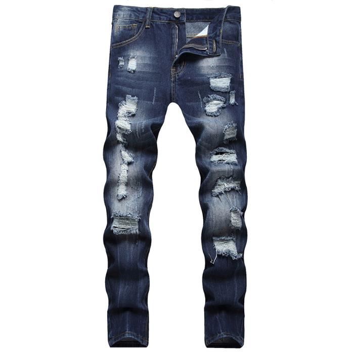 Jean Homme Authentique Denim Taille 32 Jambe 25, Coupe Classique Et Délavé Bleu Moyen