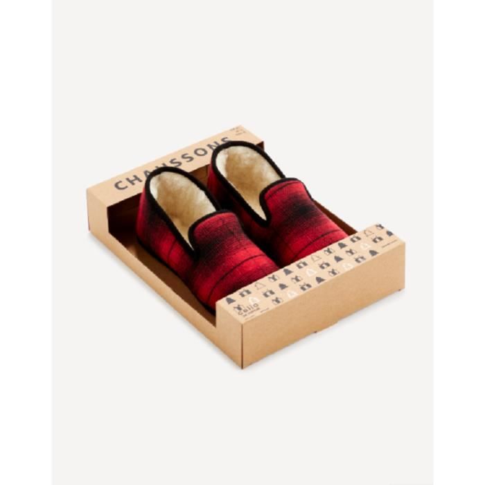 Charentaises De No l CELIO pour Homme Rouge Chaussons Fourr s
