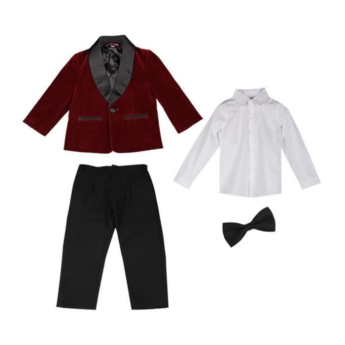 Costume Bébé Garçon Smoking Mariage - Ensemble Chemise + Gilet + Pantalon Gris - 8