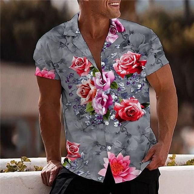 Chemise chemisette Chemises a fleurs hawaiennes pour hommes impression 3D chemise de plage pour hommes manches HUACS 220801 1 Blanc Cdiscount Pret a Porter