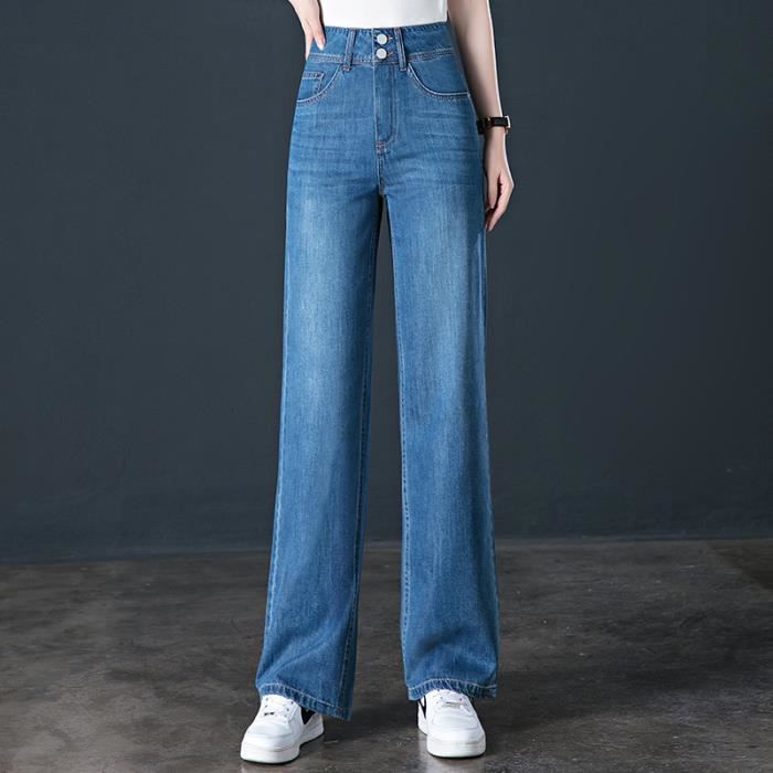 Jeans Femme Stretch Coupe Droite Taille Haute Boutonn Zipp L ger