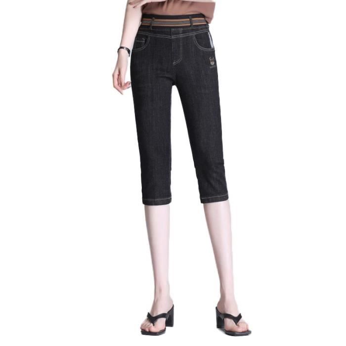 Pantacourt jean noir femme sale