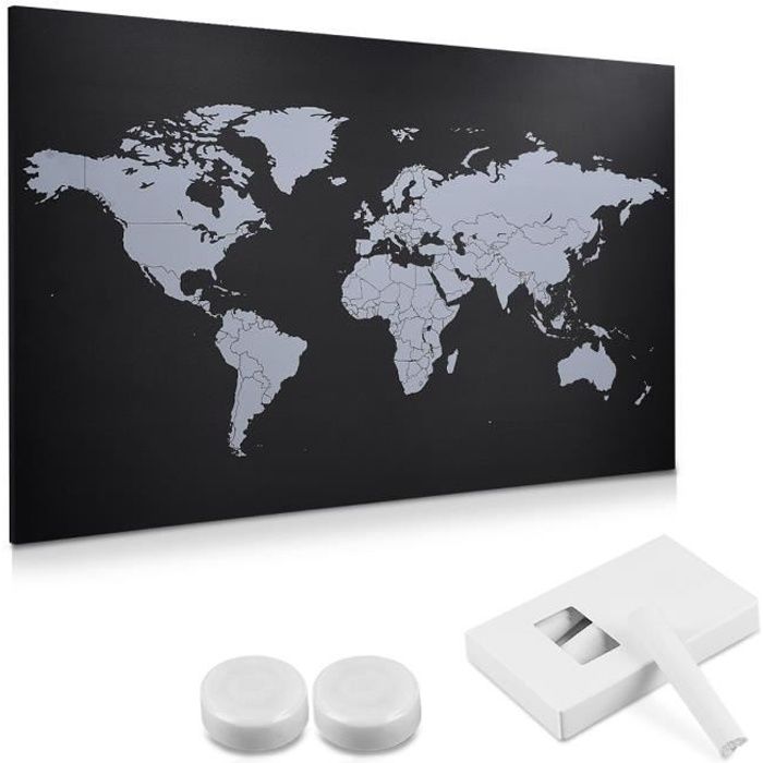 Navaris Tableau noir magnétique - Tableau décoration murale 60 x 40 cm  design carte du monde - Tableau ardoise avec craies aimants - Cdiscount  Maison