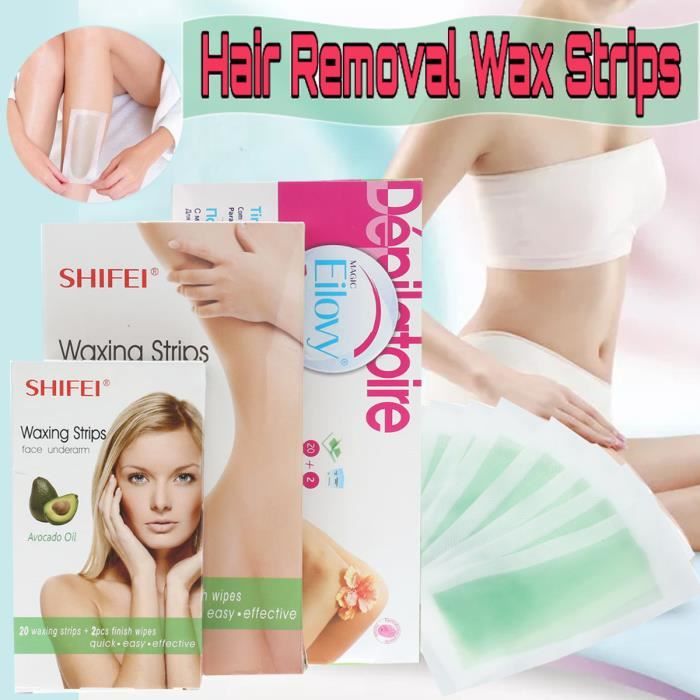 60pcs 3 Boîte Cire d'Épilation Visage Corps Bikini Épilation Dépilatoire Bandes de Cire Papiers
