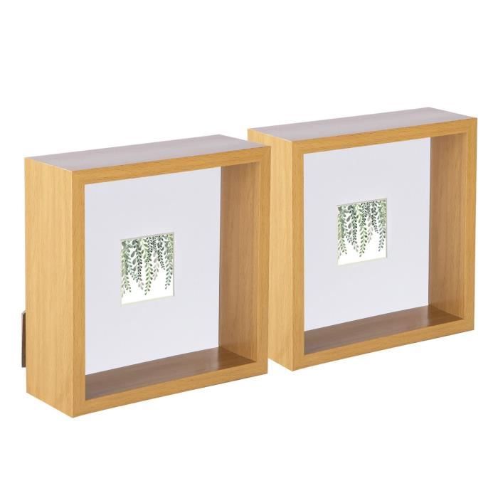 Cadre Photo 3D Boîte Ombre Profonde - 25x25 Cm - Chêne - Neuf - Déco Murale Moderne