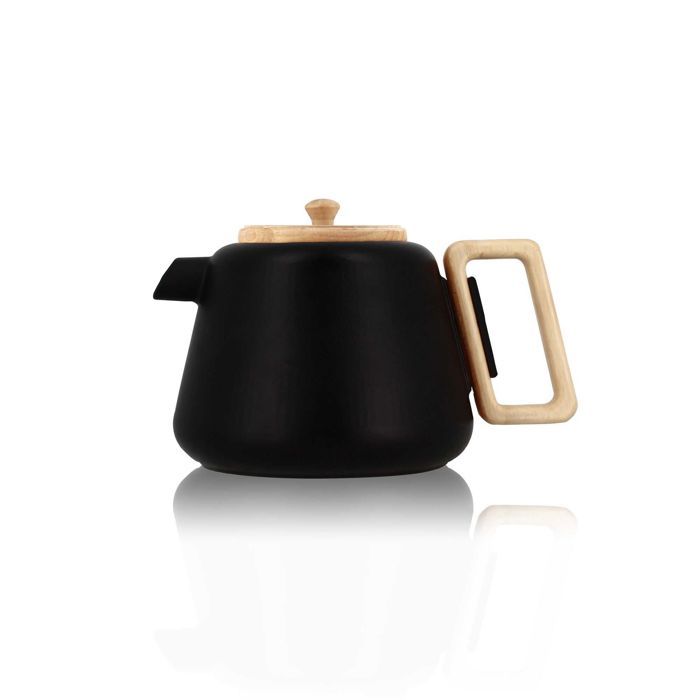 The Sencha Théière ASA Selection Coppa Poignée/Couvercle Noire 1,1 L Théière En Porcelaine
