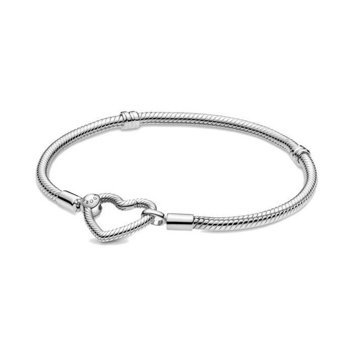Bracelet - Pandora - Coeur Composable - 19 cm - Argent - Femme - Gris