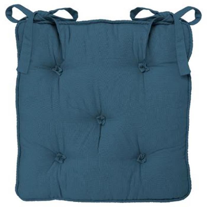 Galette De Chaise Carrée Hespéride Korai 40x40 Cm – Bleu Canard, Rembourrage Confort Extérieur