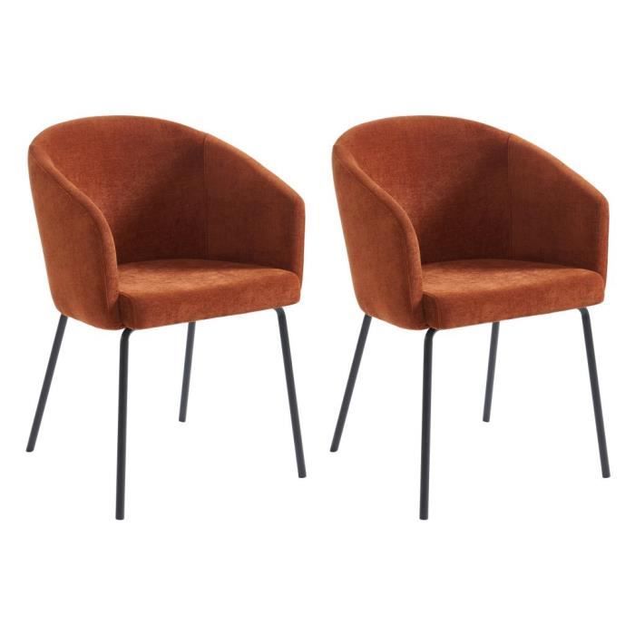lot de 2 chaises avec accoudoirs en tissu et métal - terracotta - moroni de pascal morabito
