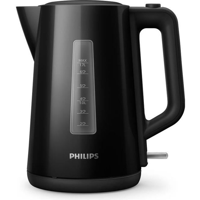 Bouilloire Philips Série 3000 - 1,7L - Indicateur de tasse - Filtre amovible - Noir