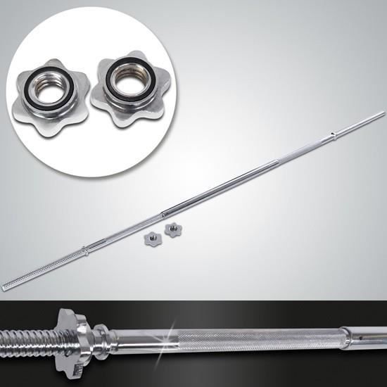 GORILLA SPORTS Barre Haltère Chromée 150 Cm – 30 Mm, Charge 200 Kg, 2 Fermoirs Ressort
