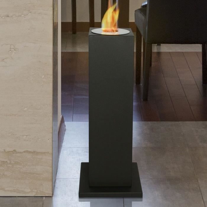 Aedea Une Cheminee Bio Ethanol Sur Une Colonne Noir Tres