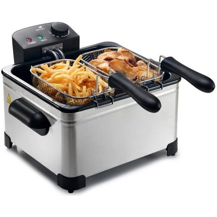 SENYA Friteuse électrique cuve amovible inox 5L - grande capacité 2000W - Family Fryer