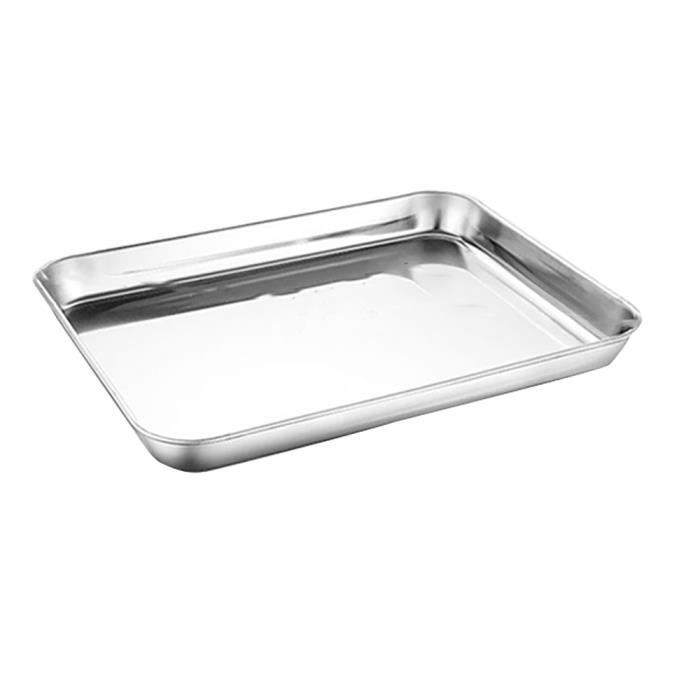 Onlyfire Grand Plat à Four Rectangulaire En Acier Inoxydable - 35,7x26,5x7cm Idéal Pour Gâteaux, Pizzas, Barbecue Et Poulet Rôti