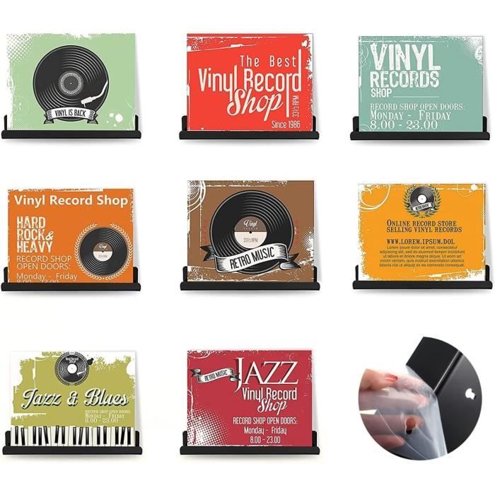 6pcs 10cm Support De Disque Vinyle, Étagère Pour Disque Accroche Vinyle Avec Vis Et Chevilles à Vis Etagere Mural Disque Cadre Vinyle Pour Afficher Des CD/Écoute LP (Noir