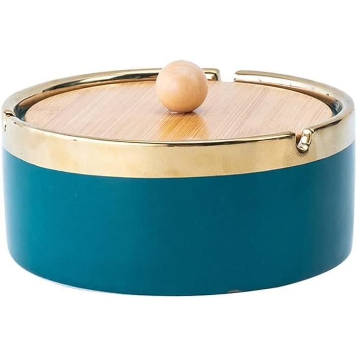 Cendrier Extérieur Avec Couvercle En Bois - Doublure Acier Inoxydable, Anti-Odeur, Base Antidérapante