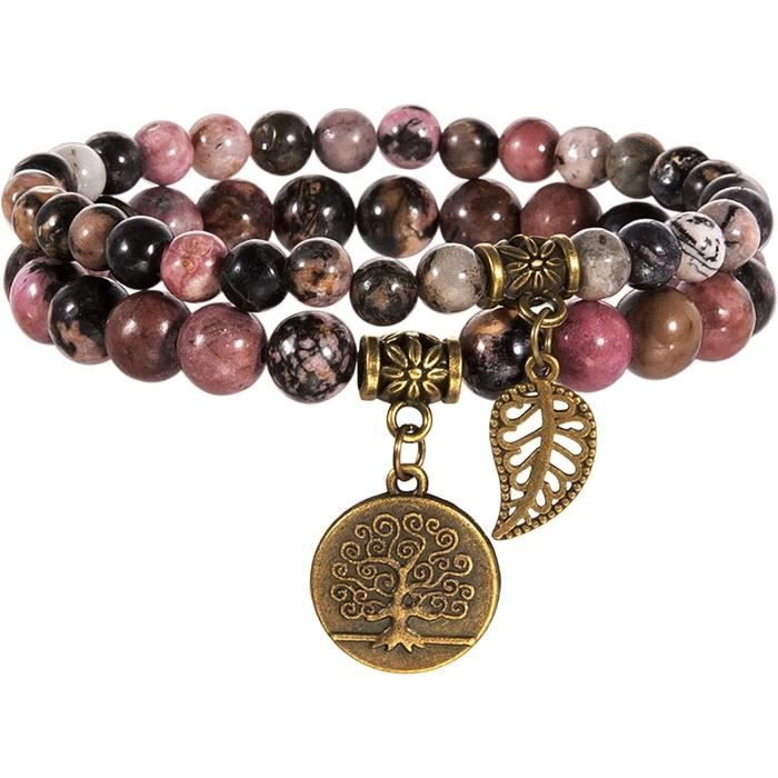 Bracelet Chakra Pierre Naturelle Élastique - Perles Bleues Boho - Cadeau Spiritualité Femme Homme