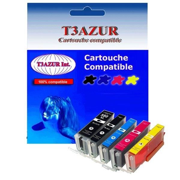 T3Azur - 20 cartouches compatibles Canon PGI570 CLI571 XL pour