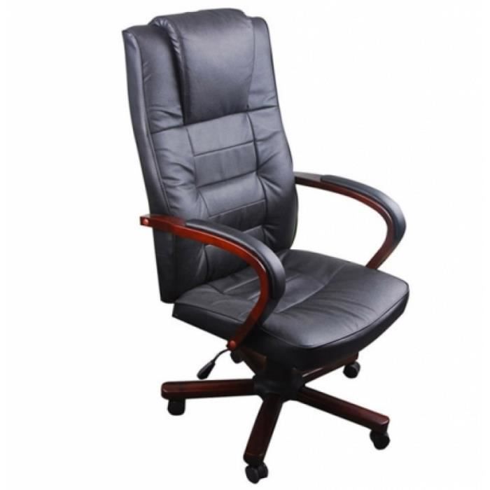 Fauteuil De Bureau Croute De Cuir Bois Achat Vente Chaise De Bureau Noir Soldes Sur Cdiscount Des Le 20 Janvier Cdiscount