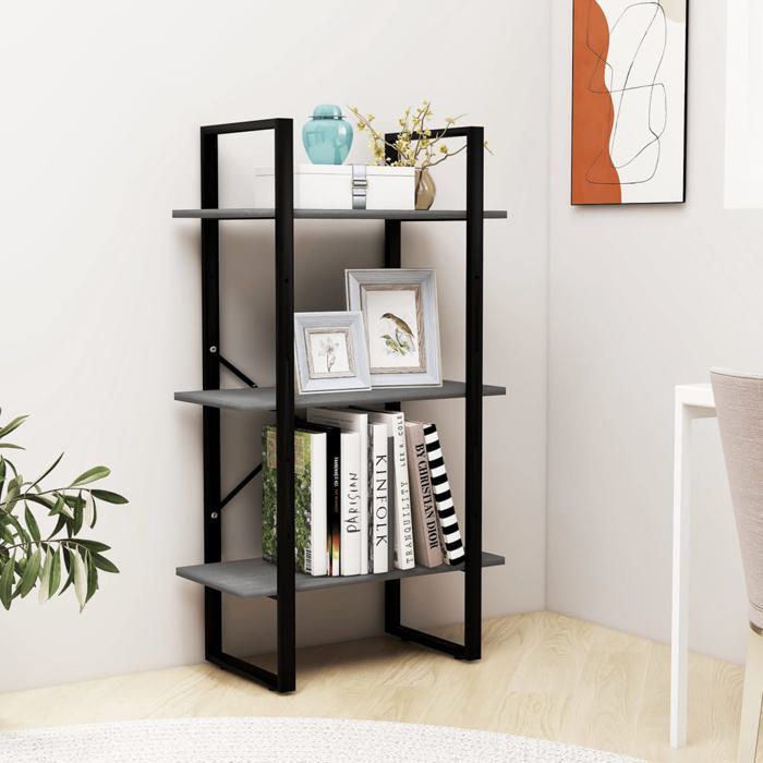 Étagère de rangement - Bois de pin massif - Gris - 60x30x105 cm - Durable - Polyvalente