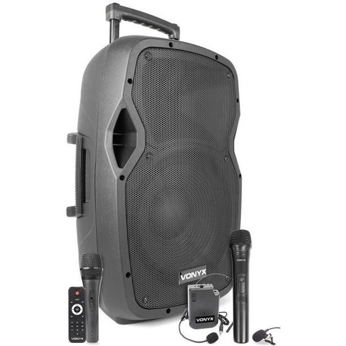 Vonyx AP1200PA - Enceinte Sono Portable avec micros, 600W, BT/USB/SD/MP3