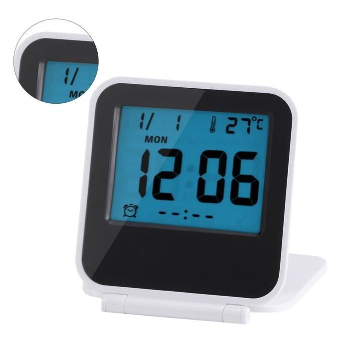 Jeffergarden Mini Réveil Numérique Avec écran LCD Fonction Snooze Formats 12H 24H Pour Chambre Voyage Bureau Blanc 79006911
