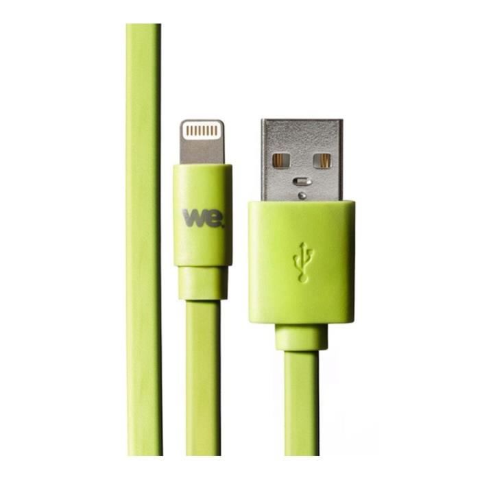 Câble Apple USBlightning plat Compatible avec iPhone: évite de faire des noeuds 1m en silicone