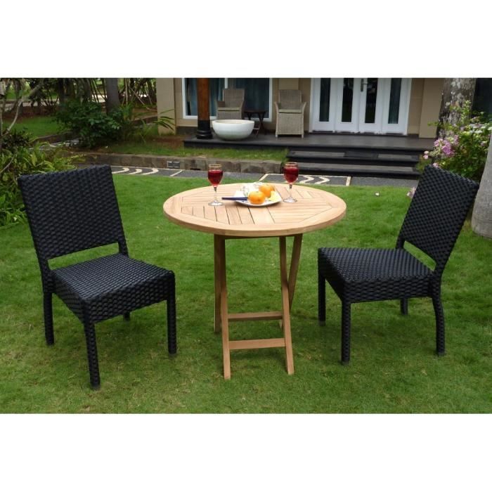 Salon En Teck Exterieur 2 Places Avec Table Ronde 70 Cm Achat