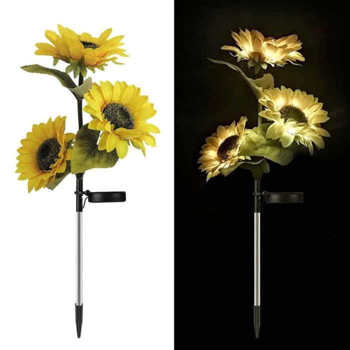 Lampe Solaire Extérieure - Lanterne Tournesol Classique à 3 Têtes - Prise de Sol pour Jardin Patio Pelouse Paysage