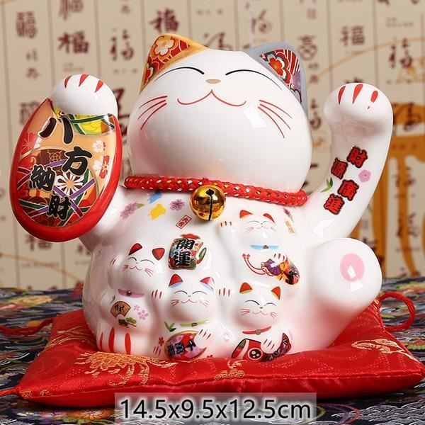2 Figurines Céramique Japonaises - Poupées Fortunes Miniatures Pour Décoration Maison Ou Voiture (Rouge)