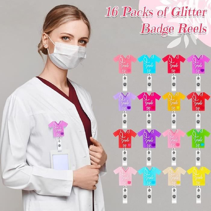 Enrouleur De Badge D'infirmière Rétractable Avec Clip - Motif Smiley Rose - Amusant Et Cool - Pour Infirmières, étudiants En Soins Infirmiers, RN CNA LPN MA - Fournitures Médicales Pour Hôpitaux