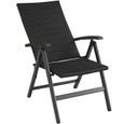 Chaise de jardin en rotin Canberra pliable - TECTAKE - Noir - Aluminium - Design-1