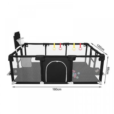 Parc Pour Bébé 180x120x66 Cm Avec 50 Balles Et 4 Ventouses - Filet Respirant, Porte à Zip - Sécurisé, Stable, Pour Jeu Et Motricité - 7