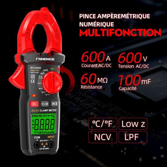 Pinza Amperometrica Digitale FNNEMGE - Multimetro True RMS 6000 Conteggi AC/DC - Foto 2