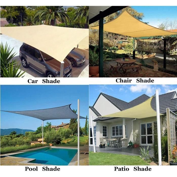 Voile D'ombrage Rectangle Imperméable PEHD Pour Extérieur - Jardin, Patio, Piscine - Blanc