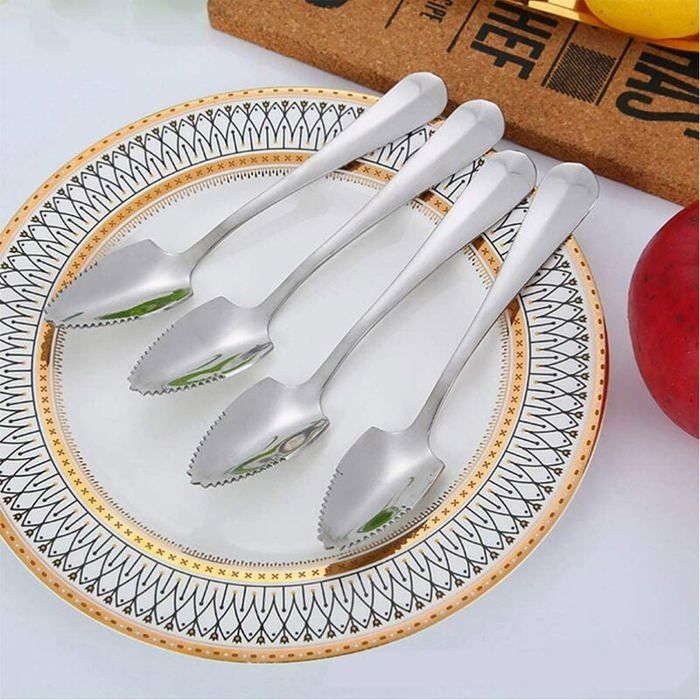 Lot De 6 Cuillères à Pamplemousse Acier Inoxydable Semi-Dentelées – Style Vintage – Idéales Fruits & Cuisine