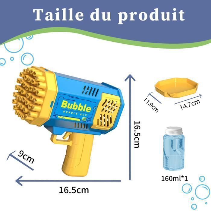 Pistolet à Bulles Automatique Avec Lumières - Jouet Pour Enfants, Bleu, Thème Sport, Neuf
