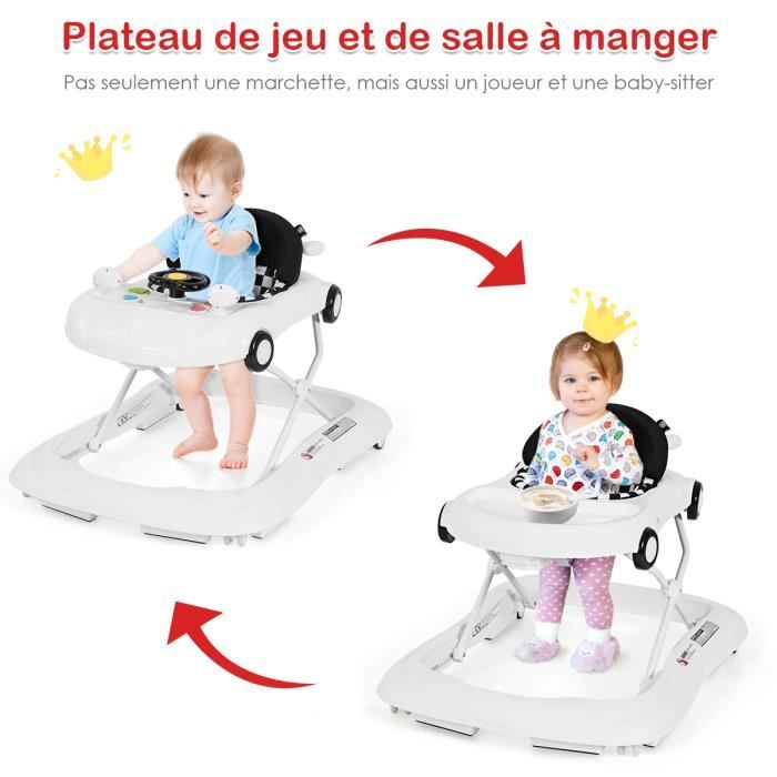 Youpala Trotteur bébé 2en1 Pliable et confortable Bordeaux