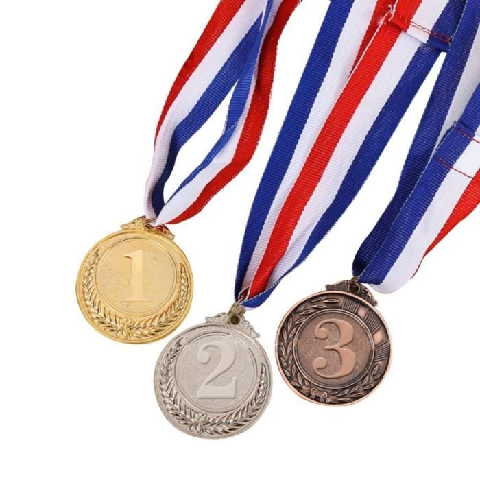 Médailles D'or, D'argent Et De Bronze Accrochées à Des Rubans Au
