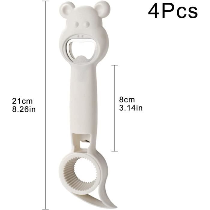 Lot 3 Ouvre-Bocaux 4-en-1 + 5-en-1 + Poignée Silicone – Ouvre Bouteille Canette Pot Anti-Dérapant – Idéal Personnes Âgées, Arthrite, Mains Faibles