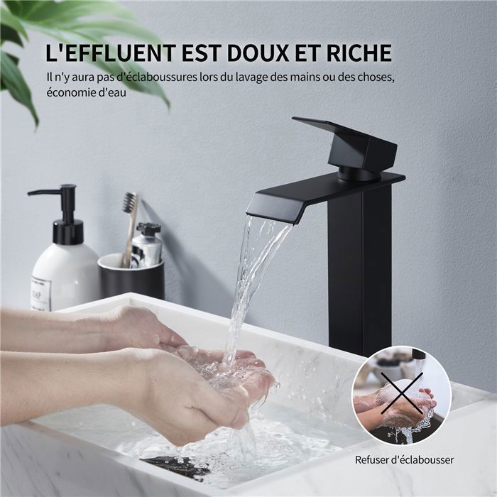 Robinet Salle De Bain Cascade Mitigeur Haut Hermodly – Noir Mat Antique Vintage, Laiton Bronze Frotté à L’Huile