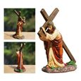 2xResin Statue Jésus Crucifix Figurine Christ Figure Figure Tabletop Collectables-2
