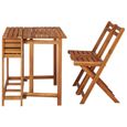 Table de balcon avec 2 chaises de bistro Bois d'acacia massif-2