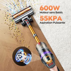 Aspirateur Sans Fil Buture Balai 55min – Batterie Amovible, Capacité 1,2L, Neuf