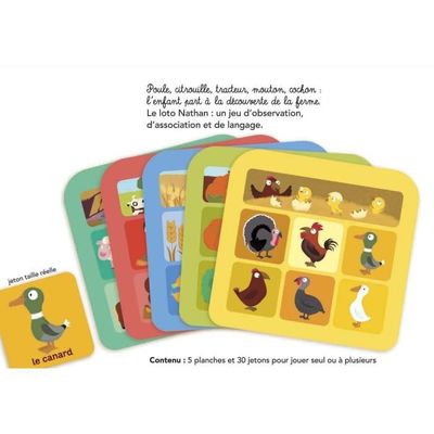 その他 Nathan - 31040 - Jeu de societe - Jeu educatif - Loto Ferme Loto ferme – Jeux Nathan